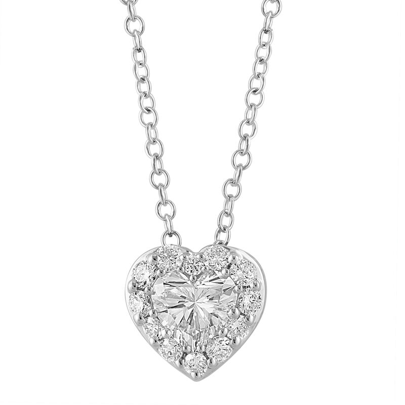EFFY Lab Grown Diamond Heart Halo Pendant in 14k White Gold image number null